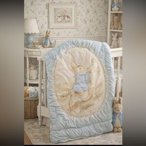 Vintage Beatrix Potter Nursery Quilt. Peter Rabbit Storybook Quiltex 48x36 EUC